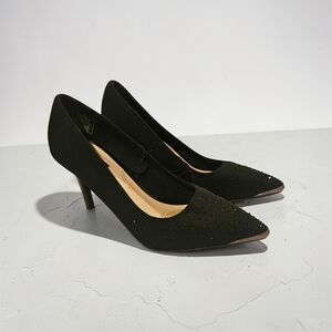 Jones New York Signature Black Pointed Toe High-Heel Pumps with Subtle Sparkle